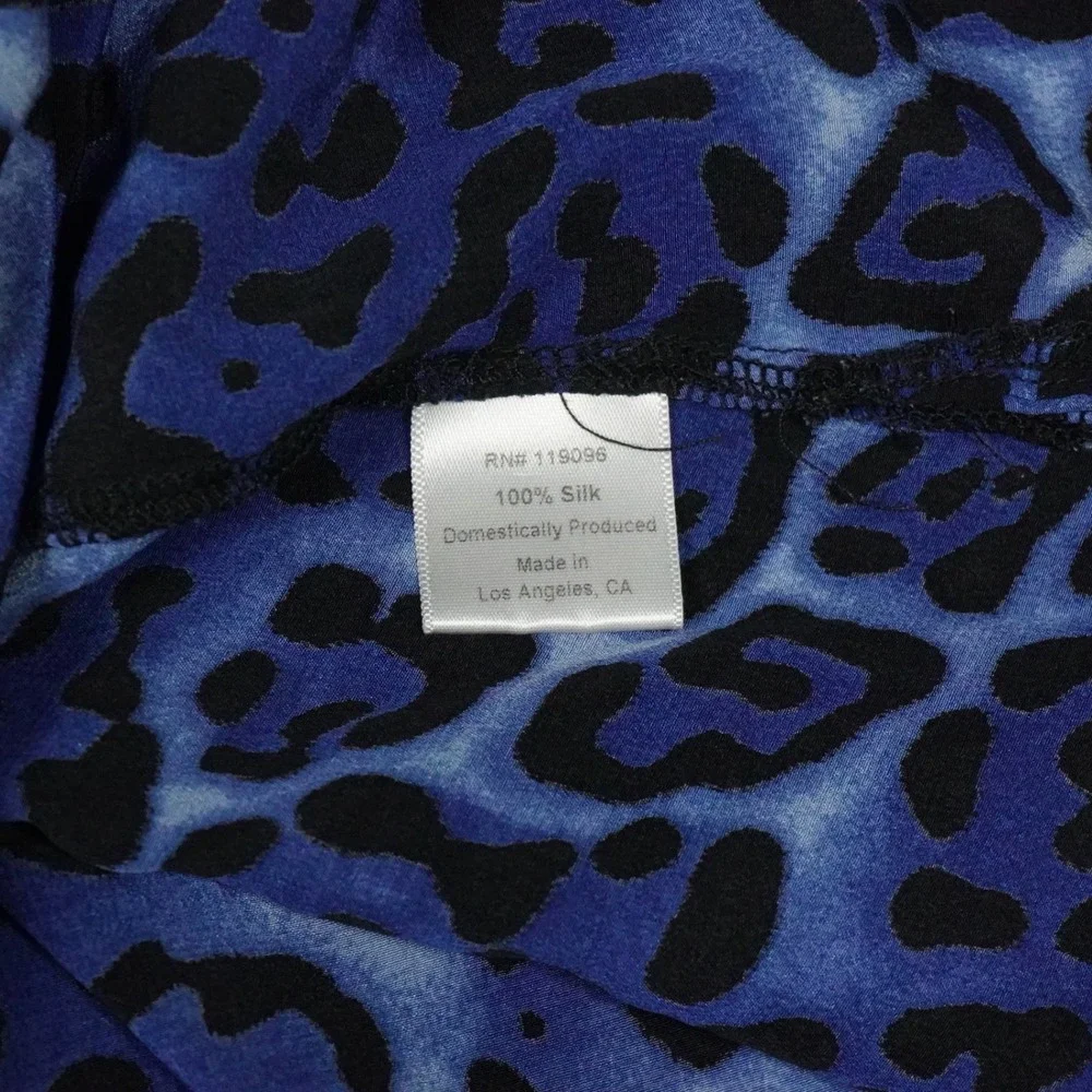 Nightcap Blue Leopard Silk Maxi Slip Dress Sleeveless Animal Print 90s Indie M - Picture 7 of 10